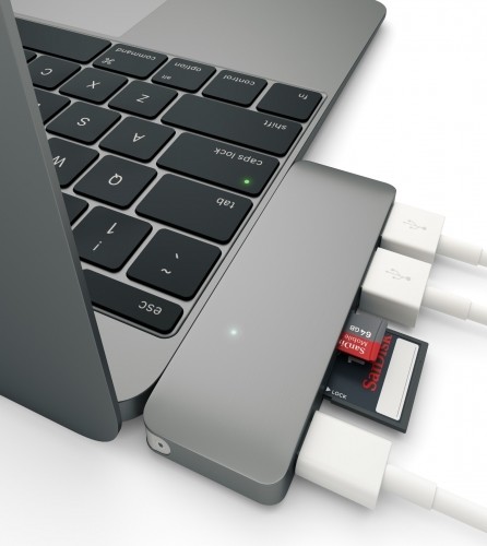 Satechi SATECHI HUB USB-C PD USB Space Gray | MacBook 12 ST-TCUPM Aluminum Pass-Through Hub Space Gray