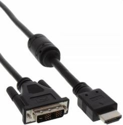 InLine 17659 wtyczka HDMI na wtyk DVI 18 + 1 adapter sieciowy, 19-biegunowa z ferrytu, 0,5 m czarna 17659