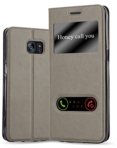 Samsung Etui Galaxy S7 edge firmy cadorabo pokrowiec osłona z punktu widzenia (View okien), funkcja stojaka i zapięciem na magnes Case Cover osłona etui torebka z klapką Book Style, Galaxy S7 DE-113857