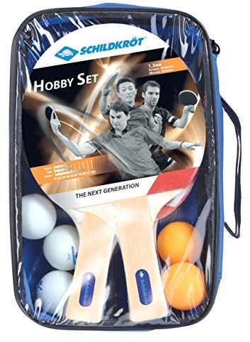 Donic Schildkröt Hobby 788603 zestaw do gry w tenisa stołowego dla 4 graczy, 4 paletki, 5 piłeczek w torbie 788603