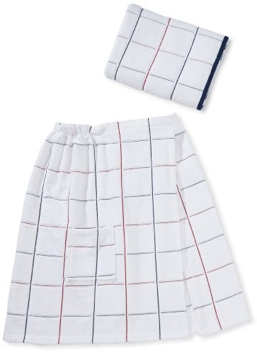 Buscher 201714 100 ręcznik do sauny z kilt do sauny/100% bawełna/2-częściowy zestaw/biały 201714-100