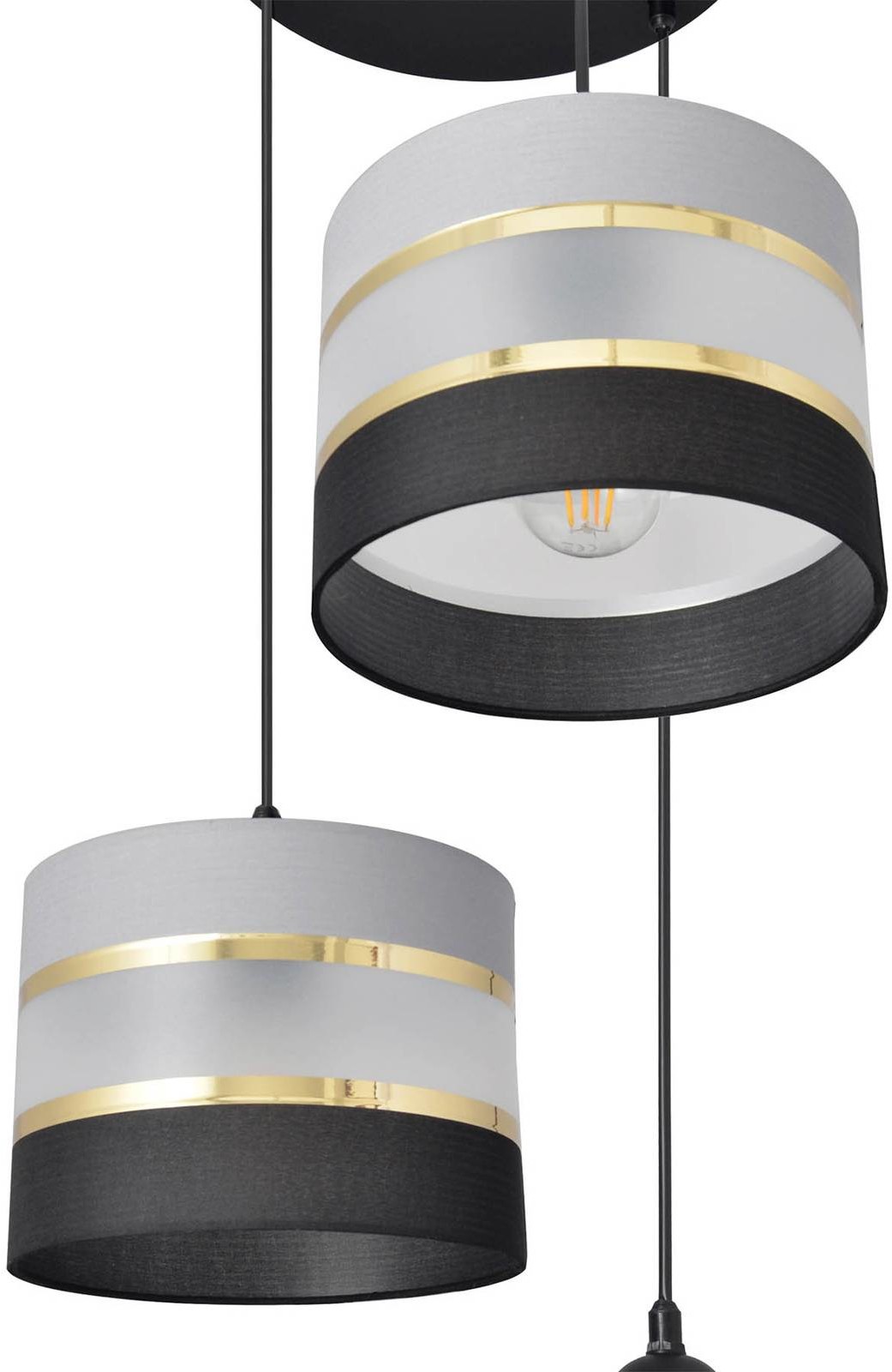 Euluna Lampa wisząca Helen okrągła szaro-złota 3-pkt.