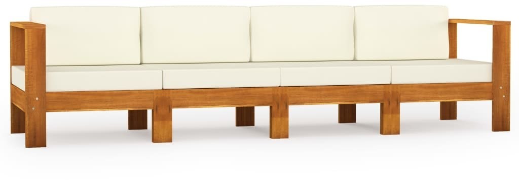 vidaXL 4-osobowa sofa ogrodowa z kremowymi poduszkami, drewno akacjowe 3057928