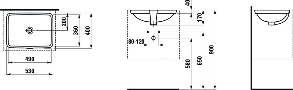 Laufen Pro S Umywalka podblatowa 53x40 cm biała H8119600001091