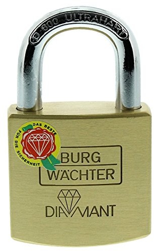 Burg Wächter Diamant D 600 40 SB bardzo twarda kłódka, grubość pałąka 7,5 mm, ochrona przed wierceniem lub obcięciem, 2 kluczyki Diamant D 600 40 SB