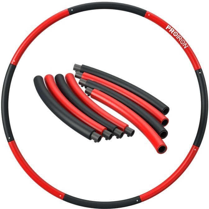 Gerro PROIRON PROIRON Fitness Hoop 1.8 kg Black/Red 73 98 cm wide 8 sections PRO-HLQ01-1