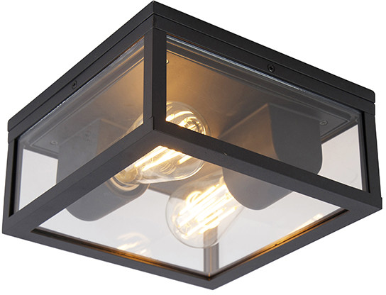 QAZQA Industrialna lampa sufitowa czarna IP44 - Charlois
