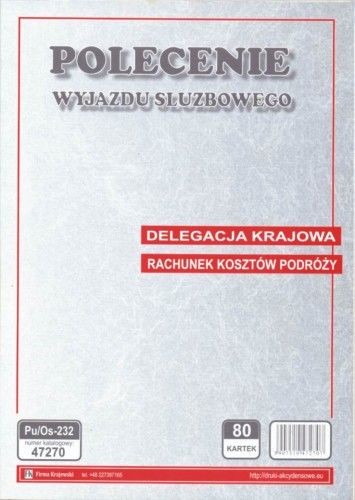 Firma krajewski Polecenia wyjazdu służbowego - DELEGACJA / krajowa [Pu/Os-232] Pu/Os-232