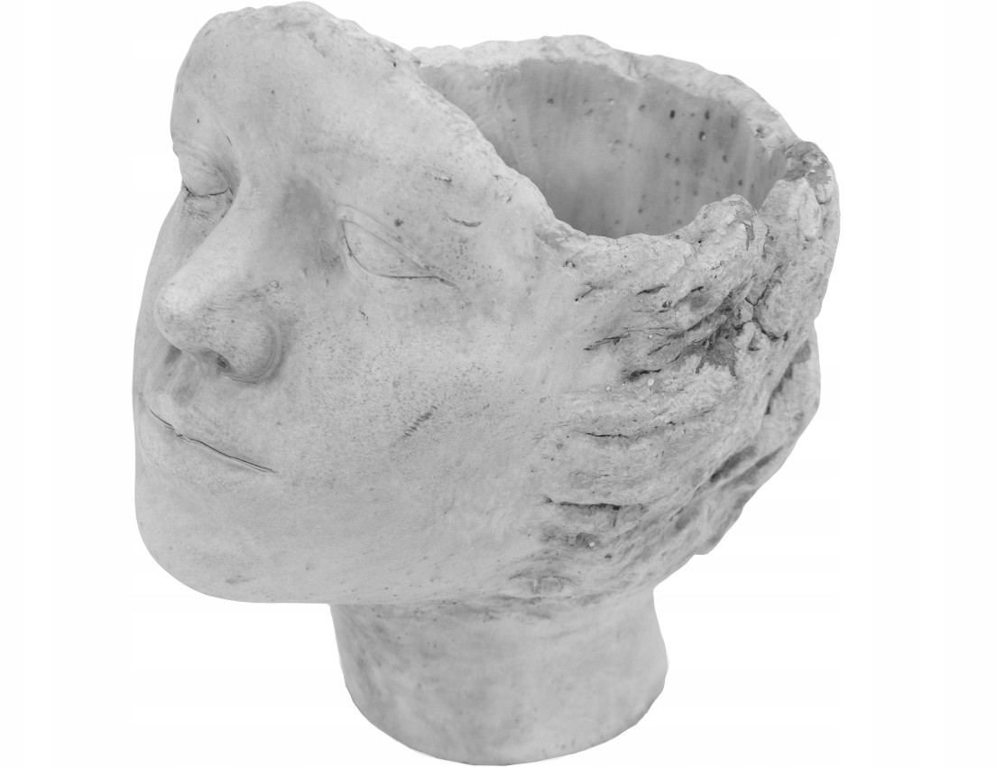 Doniczka Osłonka betonowa 24x17x22cm - głowa szara