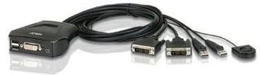 Aten CS22D 2-Port USB DVI KVM Przełącznik KVM, Remote port selector, 0.9m cables (CS22D-A7)