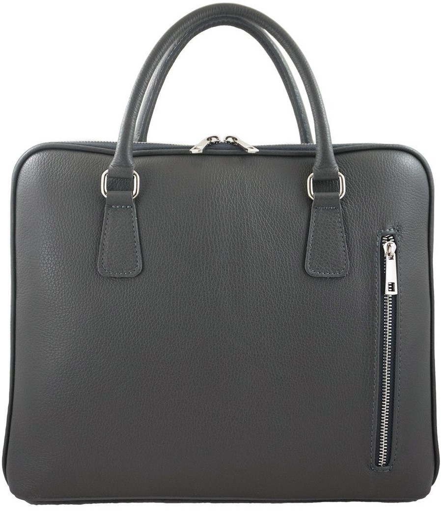 Barberini's Skórzana torba na laptopa Casual - Szara ciemna 899-28