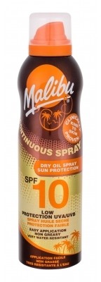 MALIBU Continuous Spray Dry Oil SPF10 preparat do opalania ciała 175 ml dla kobiet