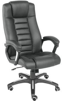 TecTake Fotel biurowy z czarnej sztucznej skóry 400585