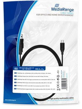 MediaRange Kabel USB 2.0 MRCS184 USB 2.0/MicroUSB 2.0 B, 1,8m, czarny MRCS184