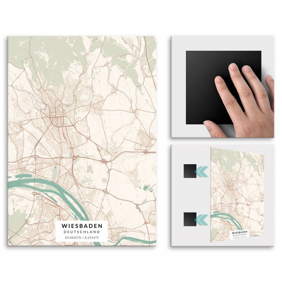 Pix4home Plakat metalowy Mapa Vintage Wiesbaden M POS-M-03363