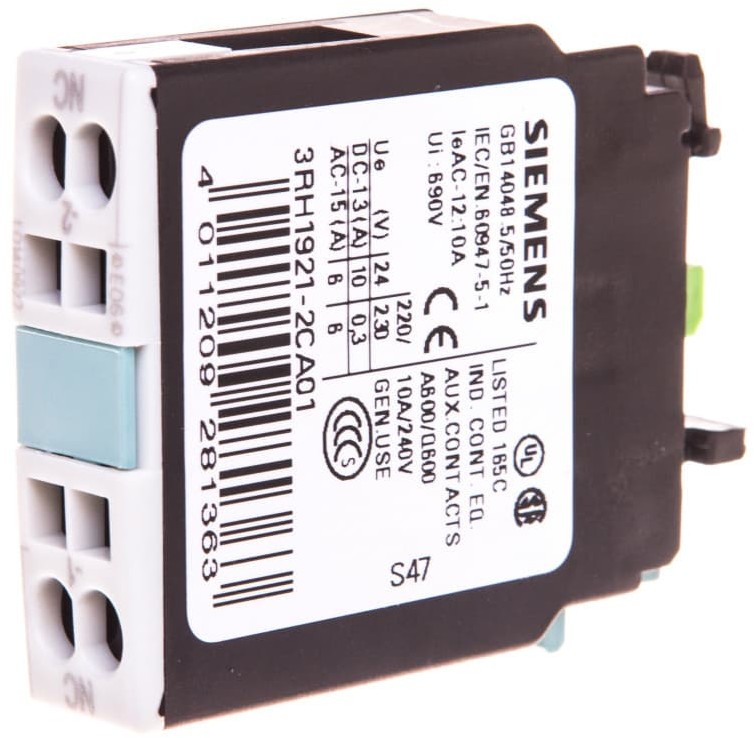 Siemens Styk pomocniczy 0Z 1R montaż czołowy S0-S3 3RH1921-2CA01 2CA01