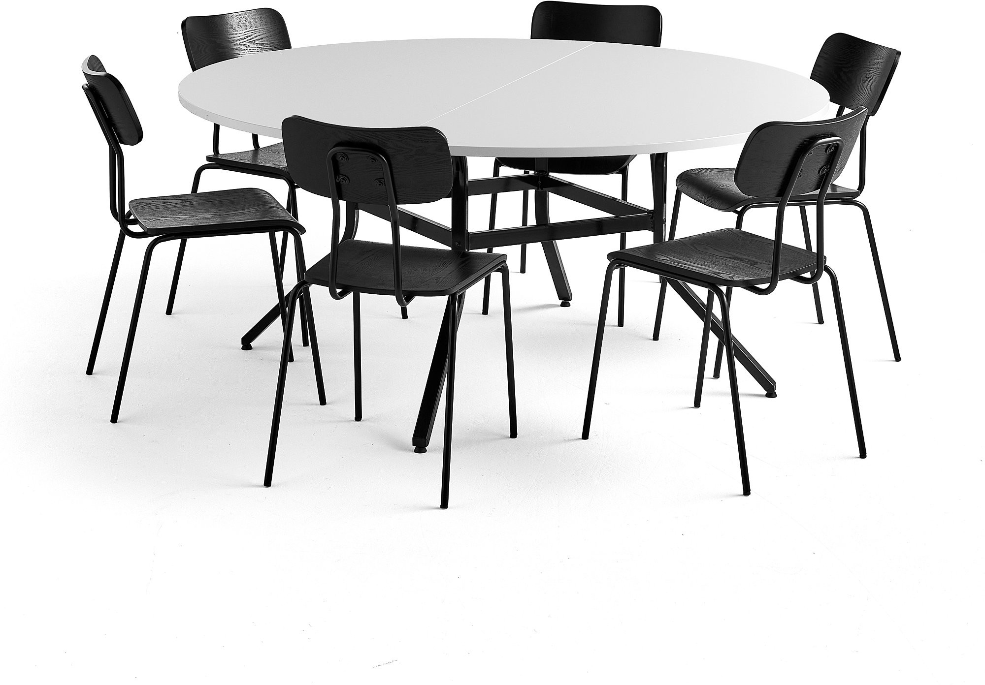 AJ Produkty Zestaw mebli VARIOUS + RENO, stół i 6 krzeseł, czarny