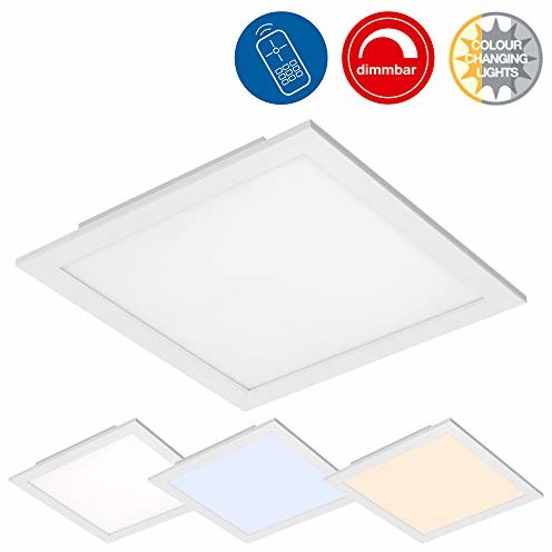 Briloner Leuchten LED lampa sufitowa panelowa, ściemnialna, sterowanie kolorem, pilot zdalnego sterowania, 18 W, 1800 lm, lampa LED, lampa do salonu, lampa sufitowa, biała, 29,5 cm (7194-016)