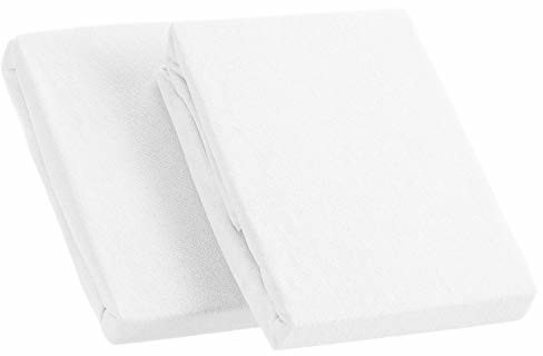 Kinzler C-10048/00 Prześcieradło z mikrofibry frotte z gumką Uni, 2x 90-100x190-200 cm, białe C-10048/00