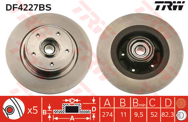 TRW Tarcza hamulcowa DF4227BS
