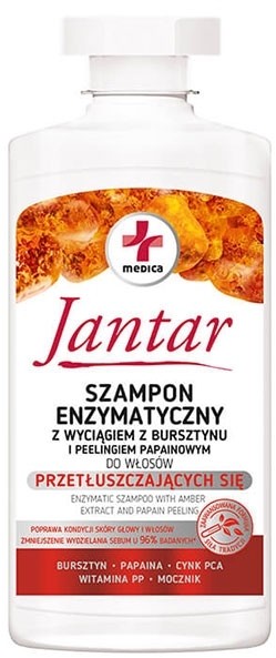 Jantar IDEEPHARM Medica szampon enzymatyczny z wyciągiem z bursztynu do włosów przetłuszczających się 330ml