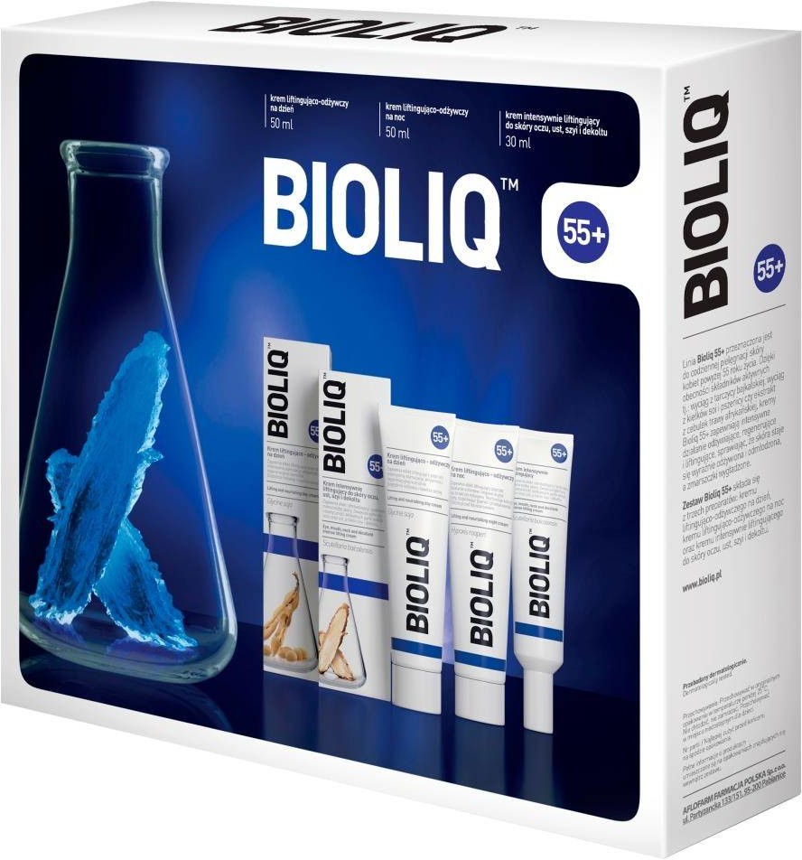 Bioliq 55+ zestaw krem intensywnie liftingujący do skóry oczu ust szyi i dekoltu 30ml + krem na dzień 50ml + krem na noc 50ml 94760-uniw