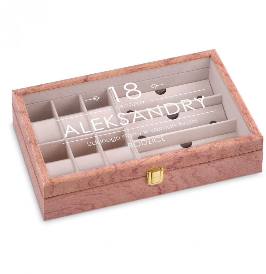 Murrano Drewniana szkatułka na zegarki i okulary z grawerem SZKT-RD-OK-020