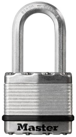 Master Lock kłódka Excell wysokiego bezpieczeństwa z długim uchwytem i klucze do piwnicy pomieszczeń ze stali laminiertem, 45 mm. M1EURDLH