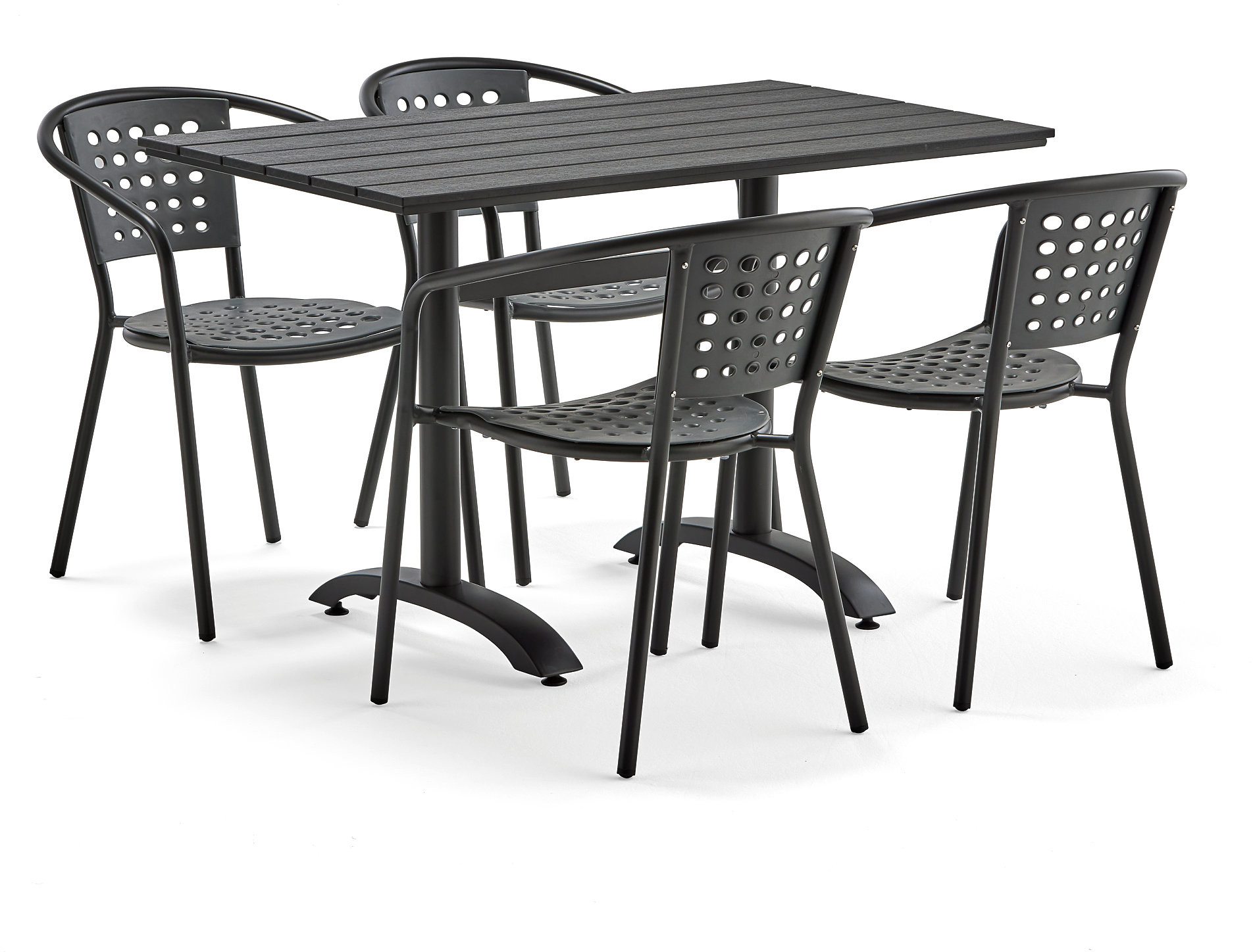 AJ Produkty Zestaw mebli zewnętrznych PIAZZA + CAPRI, 1 kwadratowy stół + 4 szare krzesła