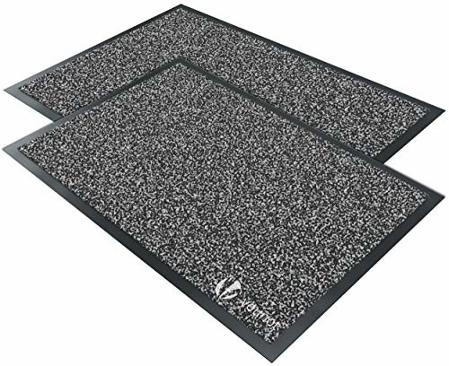 VOUNOT VOUNOT Wycieraczki do drzwi na zewnątrz lub do wewnątrz, zatrzymujące brud, antypoślizgowa mata barierowa, nadająca się do prania, dywanik wejściowy, szary, czarny, 2 szt., 40 x 60 cm 4816193126423