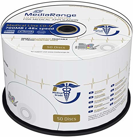 MediaRange Medical Line CD-R 700MB, 48x, inObiekt fullsurface Printable, 50er-Spin.