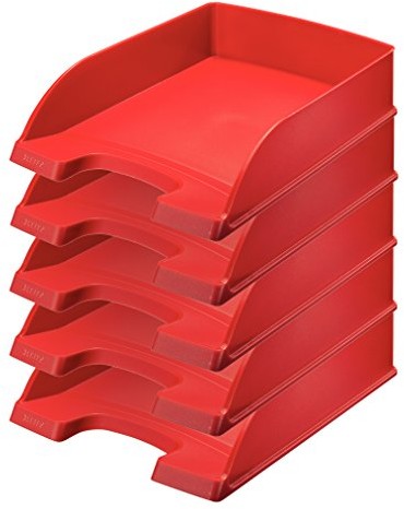 Leitz Plus kuwety na dokumenty, wysokość 7 cm, zestaw 5 sztuk, czerwony 52270025