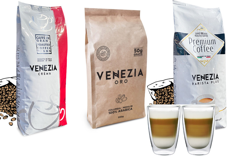 VENEZIA Zestaw kaw 3kg + szklanki GRATIS! SETVENEZIA