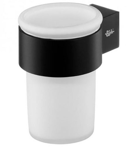 Bisk Kubek łazienkowy FUTURA znal + szkło matowe czarny