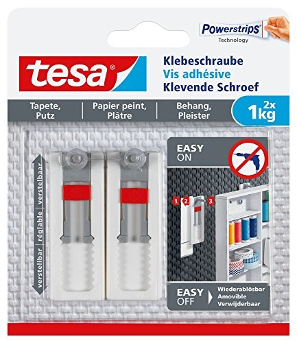 TESA Śruba samoprzylepna do tapet i tynku, obciążenie do 1 kg