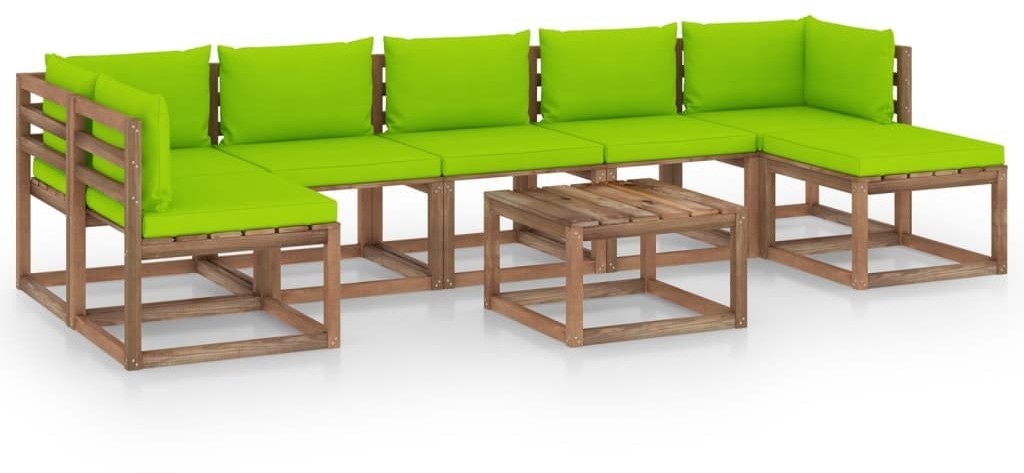 vidaXL 8-cz. zestaw wypoczynkowy do ogrodu z jasnozielonymi poduszkami 3067511