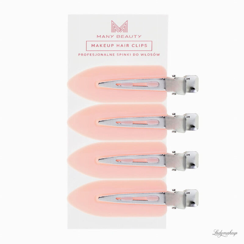 Many Beauty MANY BEAUTY - Makeup Hair Clips - Profesjonalne spinki do włosów - 4 sztuki - Różowe