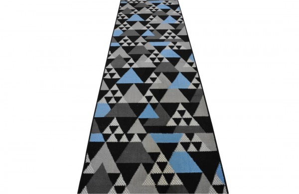 Tapiso CHODNIK DYWANOWY BCF MAYA 80CM SZARY/NIEBIESKI Z900B