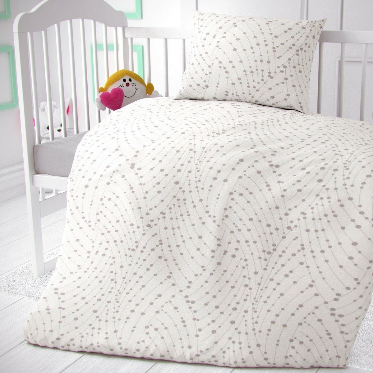 Astra Pościel bawełniana do łóżeczka biały, 90 x 135 cm, 45 x 60 cm
