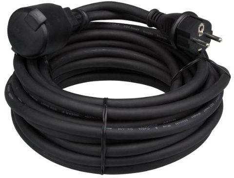Perel ec10r25 guma kabel przedłużający, 3G2,5, długość 10 m, czarna EC10R25