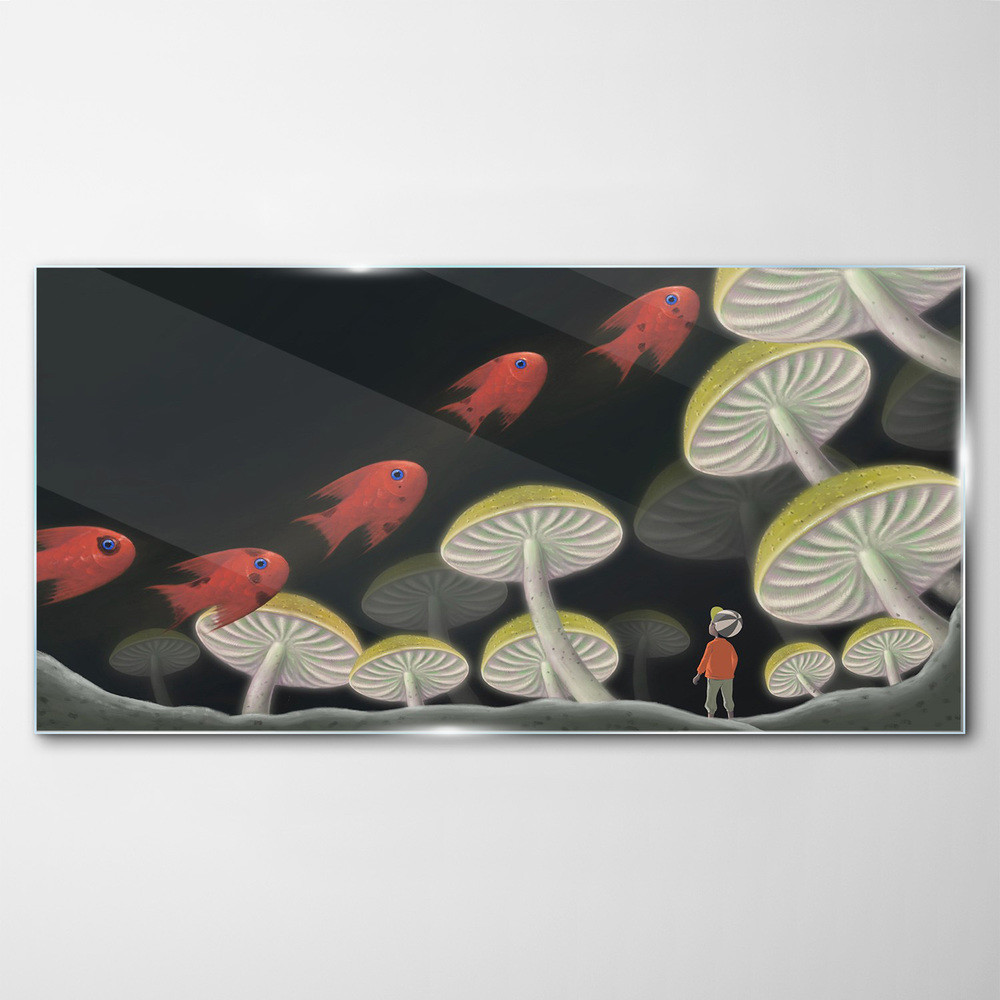 PL Coloray Obraz na Szkle fantasy surrealistyczne ryby 140x70cm