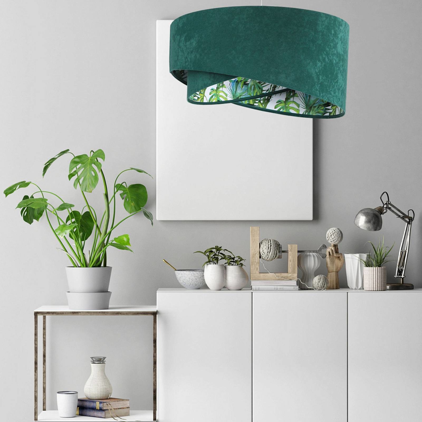 EULUNA Lampa wisząca Vivien, zielona z nadrukiem