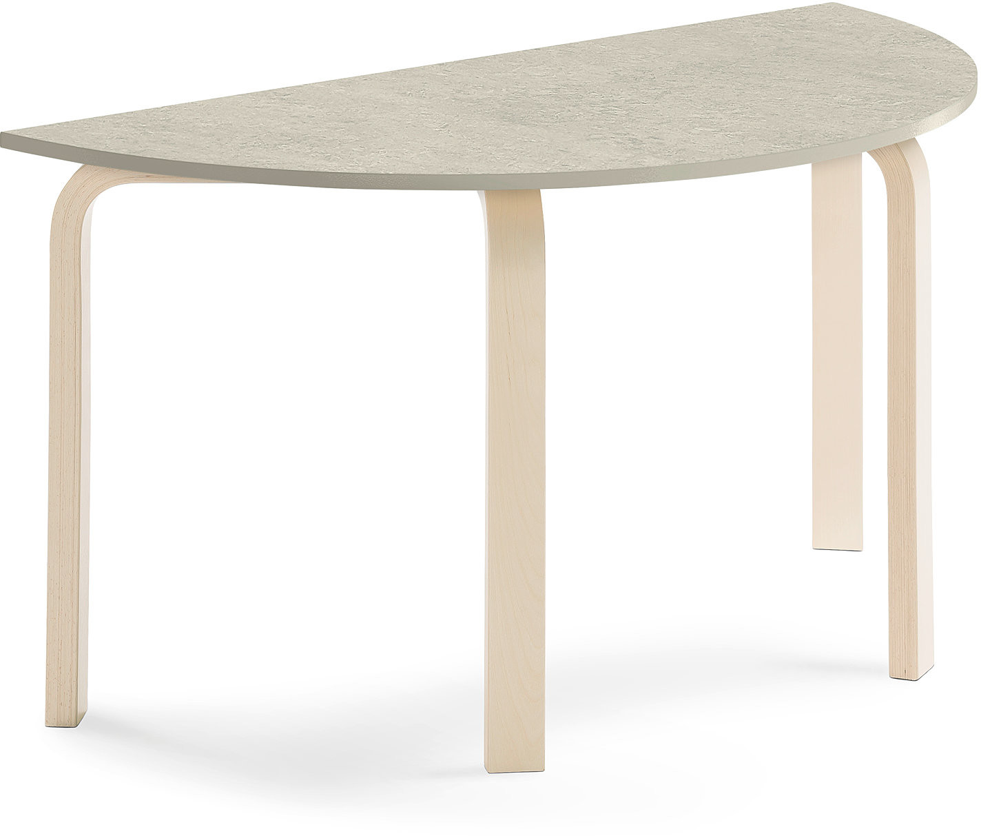 AJ Produkty Stół ELTON, półokrągły, 1200x600x640 mm, szare linoleum, brzoza
