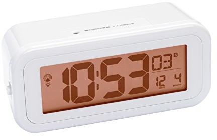 Bresser budzik radiowy MyTime Amber z płynną regulacją podświetlenia w kolorze bursztynowym 8020100GYE000