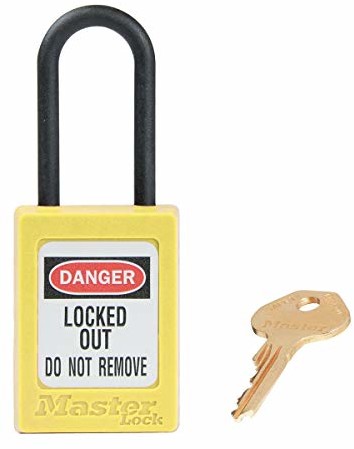 Master Lock S32YLW żółta dielektryczna Zenex termoplastyczna kłódka bezpieczeństwa, szerokość 35 mm z 38 mm wysokości nylonowej szekl, nietrzymający, klucz, inny rozmiar S32YLW