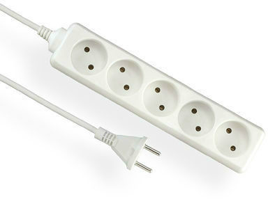 Elgotech Przedłużacz 5 gniazdowy bez uziemienia 2x1 3m Biały PSN-53