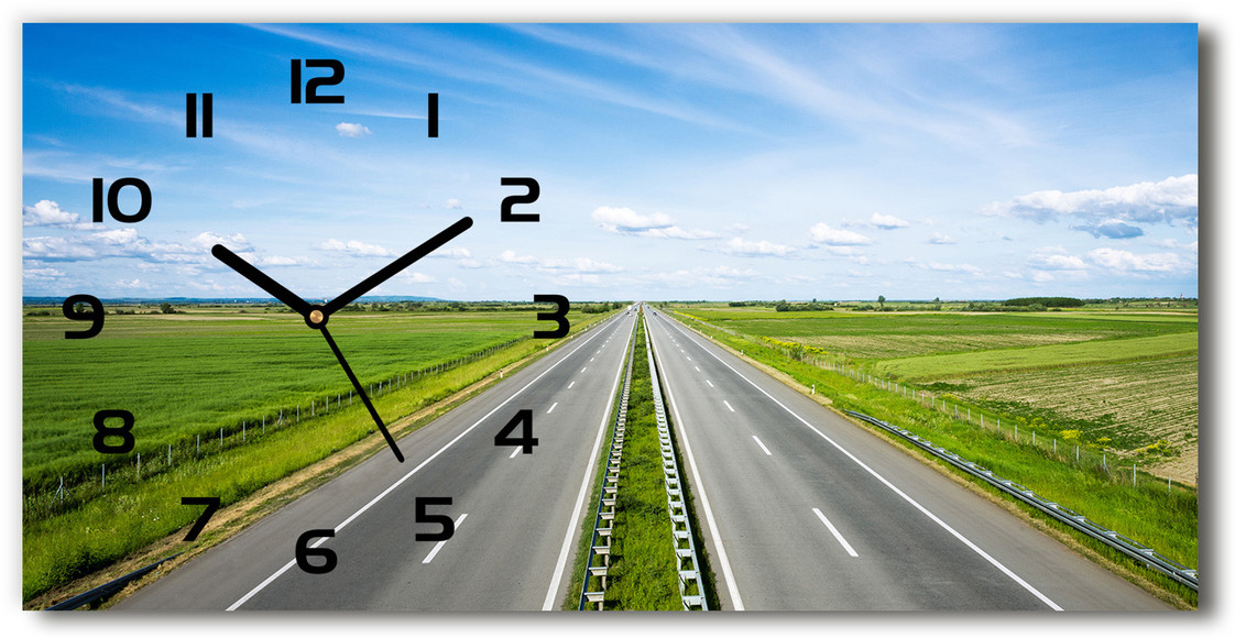 Nowoczesny zegar ścienny szklany Autostrada