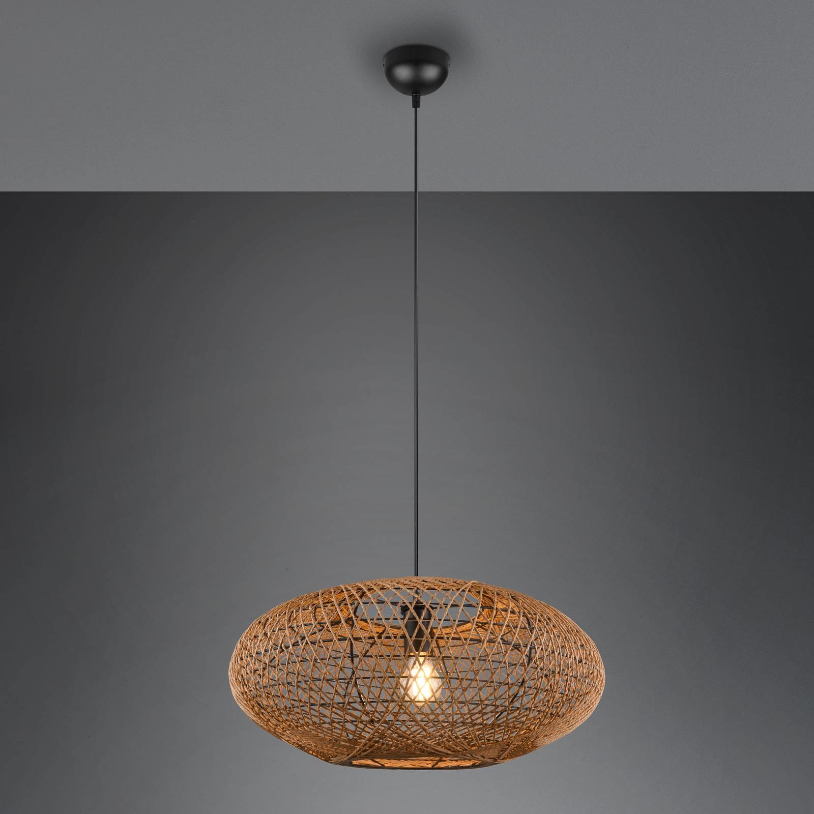 Trio LEUCHTEN Lampa wisząca Hedda z sizalu i metalu