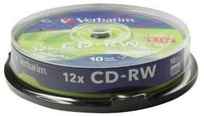 Verbatim CD-RW 12x 700MB 10p cake box DataLife+,scratch resist, bez nadruku 43480