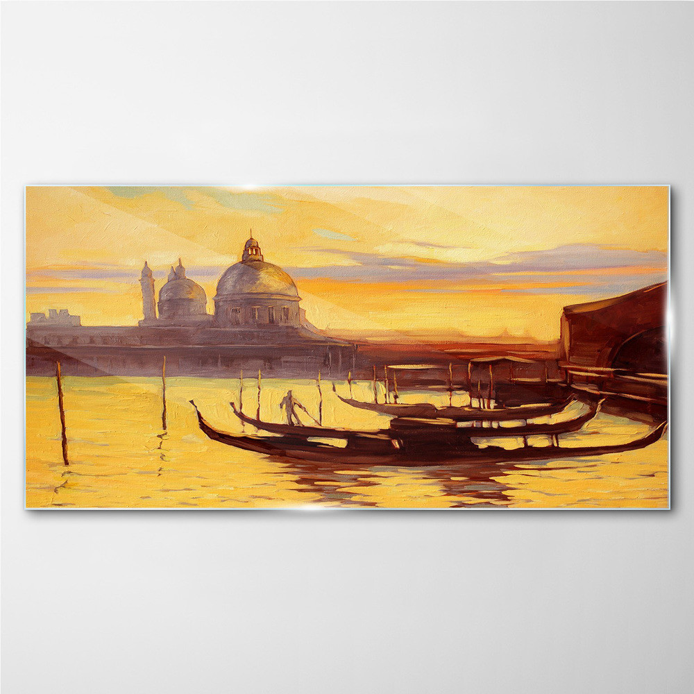 PL Coloray Obraz na Szkle miasto port zachód słońca 140x70cm